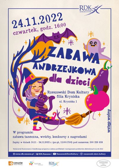 Plakat promujący Zabawę Andrzejkową dla Dzieci